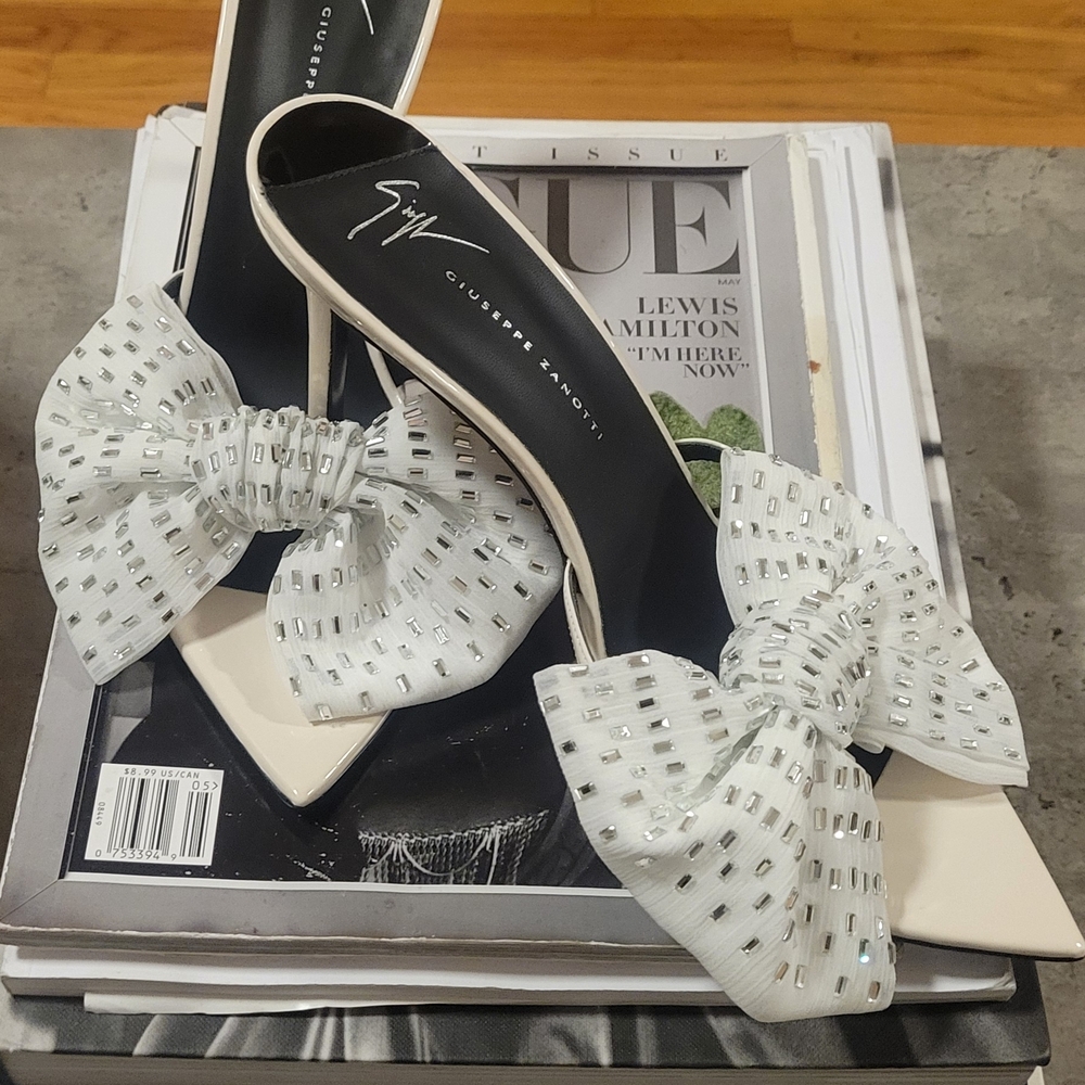 Giuseppe Zanotti Silver-Accented White Heels